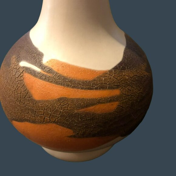 VTG Haeger USA Bulb Art Vase MCM Rustic Brown & White Finish - Picture 4 of 6